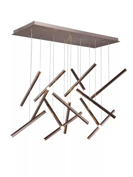 Whimsical Flora LED Chandelier in Black, Gold, and Brown - a luxurious modern decorative light fixture with a unique round tube design, perfect for enhancing living spaces in lofts and villas.