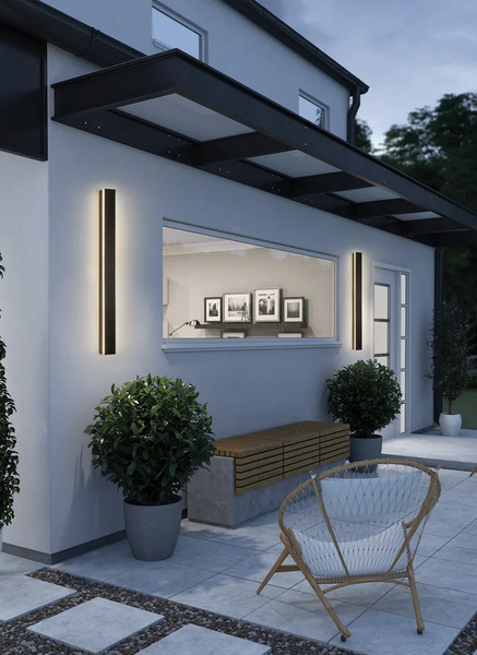 Lights of Scandinavia - Funkis - Funkis - IP65 Waterproof outdoor LED wall light. Black frosted aluminum surface and bright powerful LED source. Dimmable version comes with a remote control to adjust brightness and color temperature.