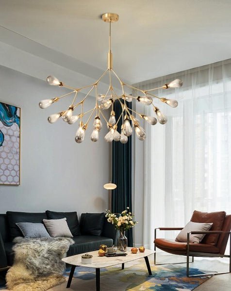 Lights of Scandinavia - Inflorescence - Nordic luxury copper LED chandelier. Modern lighting for dining rooms, hallways or why not light up the entrance hall? Luxury LED Chandelier Lighting Firefly Dining Living Room Creative Hanging Lamp Modern Bedroom Home Deco Fixtures