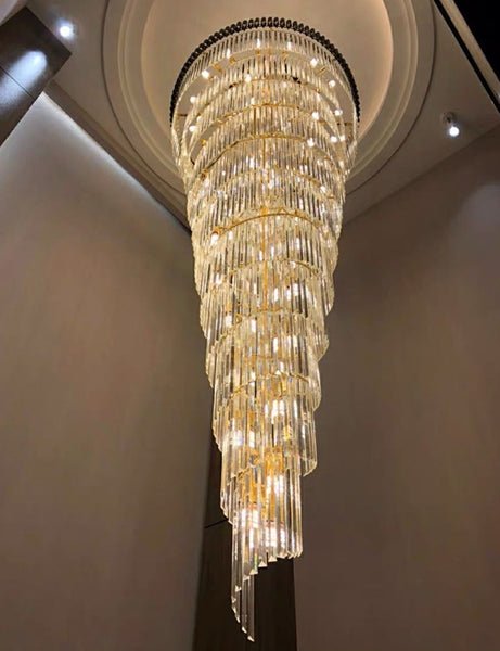 Lights of Scandinavia - Imperial - When only the best is good enough. Grand luxurious crystal chandelier suitable for staircases or grand lobbies. Stainless steel framework combined with high-grade K9 crystals and modern LED light sources. A modern heart encapsulated in a luxurious classic design. Imperial won't leave anyone indifferent. Luxury modern crystal chandelier for staircase Long loft black cristal light fixture villa lobby living room decor hang lighting