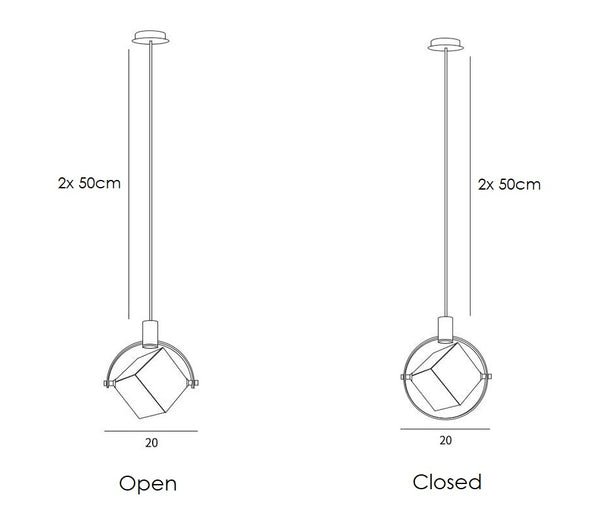 Lights of Scandinavia - Kimberlite - Outstanding luxury pendant light. Clean design, polished steel body combined with a large crystal that really makes the light pop. Applicable for living rooms, kitchens, bedrooms, dining rooms, cafés, etc. Dimensions Diameter 20cm Height 50cm + 50cm hanging rod. Two variants available; Open and Closed  Modern LED Crystal Chandelier kitchen bar Pendant lamps Bedroom bedside decor lighting Dining room Hanging lights  Specifications Light Source LED Bulb Base Type 2G11