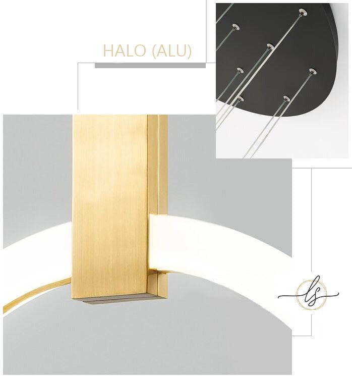 Lights of Scandinavia - Halo - Modern hanging stair LED chandelier. Perfect for creating a mood in any corner or in a stair. Aluminum/acrylic rings. Specifications Light Source LED Bulbs Base Type 2G11 Is Bulbs Included Dimmable Switch Type Power Source AC, 110-240V Lighting Area Coverage Installation Type Semiflush Mount Body Material Acrylic Warranty 2 years Certification CCC, CE, CQC, FCC, GS, LVD, PSE, ROHS, SAA, UL