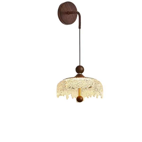 Prism Nordic wall light fixture in black and walnut wood finish with adjustable warm, neutral, and cool white lighting modes