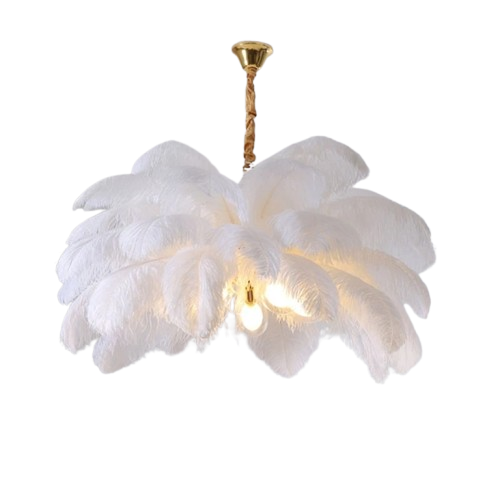 Eirlys Nordic Creative Feather Chandelier with Iron and Feather Accents, G9 LED Bulbs, Ideal for Living Room, Dining Room, and Bedroom Home Decor.