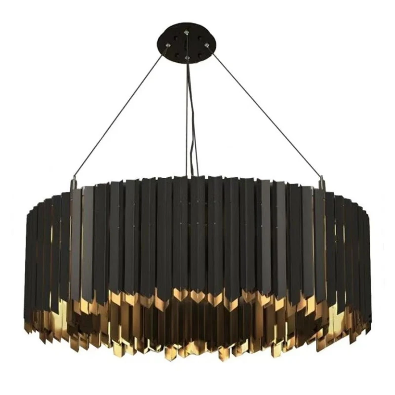 Modern Nordic luxury chandelier Celestial in premium stainless steel with golden, silver, or black finishes. The design, inspired by Northern skies, combines contemporary elegance with integrated LED lighting, creating a warm, inviting ambiance for living rooms or bedrooms.