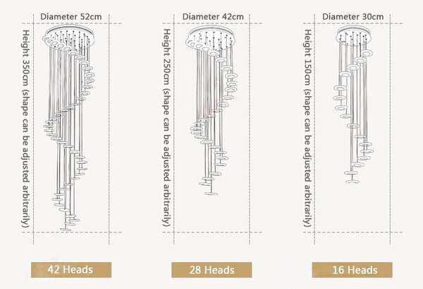 Lights of Scandinavia - Troglodyte - Modern lights rotating LED staircase chandelier living room hanging lamp Nordic restaurant duplex villa interior lighting