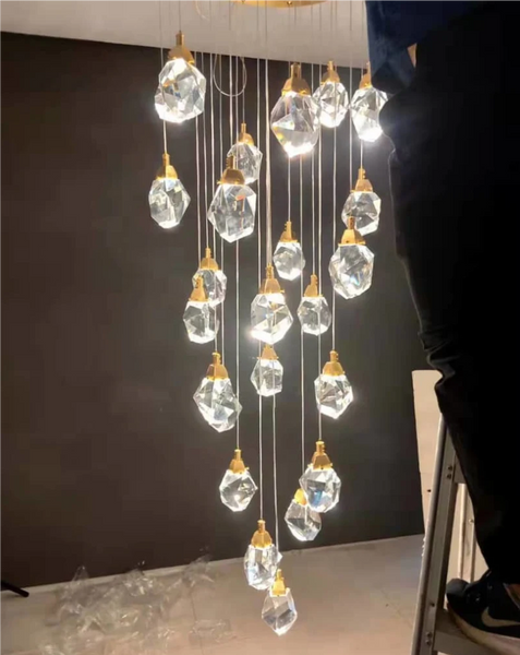 Elegant semiflush mount chandelier with shimmering crystal shade, blending modern aesthetics and timeless charm. Ideal for living rooms and dining areas, this sophisticated fixture features energy-efficient LED lighting for brilliant illumination and long-lasting quality.