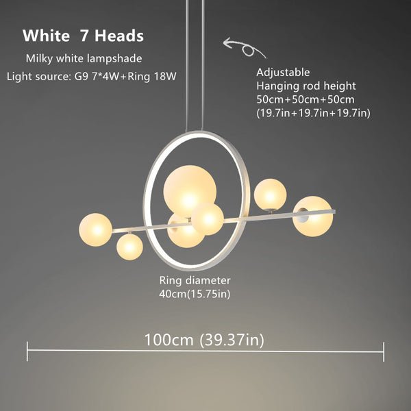 Lights of Scandinavia - Archipelago - Modern hanging glass ball LED lighting. Nordic style chandelier that suits living room areas just as well as over the dining table.