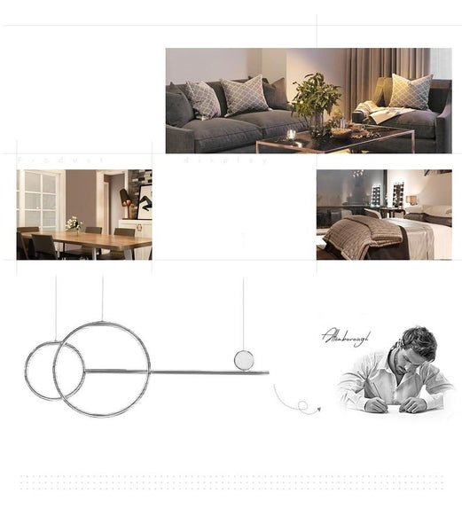 Lights of Scandinavia - Key - LED Modern Simple Chandelier Restaurant Bar Black White Gold Long Pendant Lamp Dining Room Coffee Shop Round Rings Hanging Light Simple hanging LED chandelier. Modern lighting for dining rooms, bars, restaurants, or the coffee shop. One chandelier is good for approx. 15-20 square meters. 54W 100cm wide, 100cm high, 50cm diameter 3 body color options 3 lighting color options