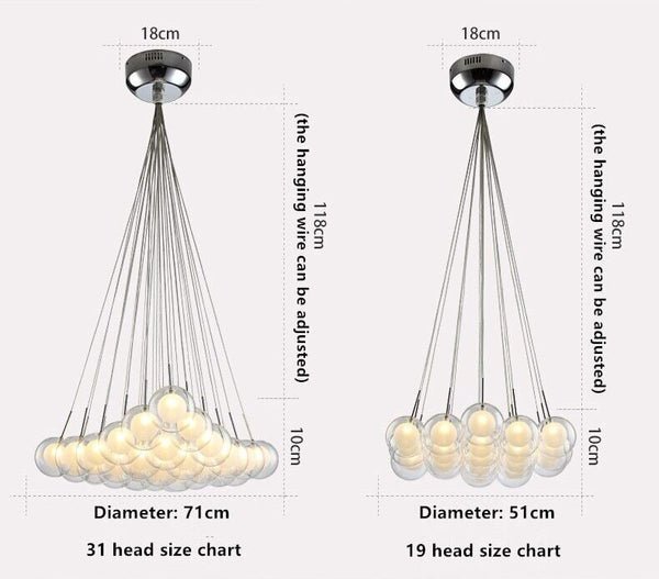 Lights of Scandinavia - Cluster - Nordic cluster LED chandelier. Modern hanging lights for kitchens, dining rooms, hallways etc. Cluster comes in several size options. Adjustable height.