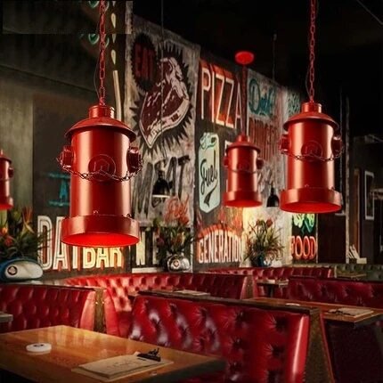 Lights of Scandinavia - Hydrant - Industrial pendant light.  Retro design, metal body and adjustable chain/cord length of up to 120cm. E26/E27 Base. Available in 3 different pastel colors. Loft personality iron industry wind restaurant lamp Cafe living room bar aisle fire hydrant pillar Chandelier