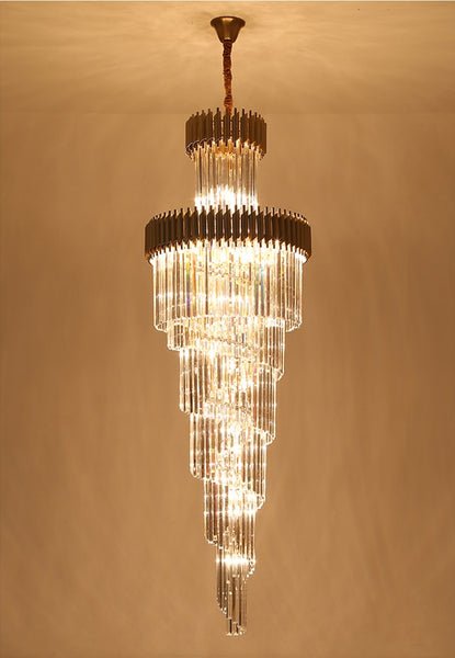 Lights of Scandinavia - Imperial - When only the best is good enough. Grand luxurious crystal chandelier suitable for staircases or grand lobbies. Stainless steel framework combined with high-grade K9 crystals and modern LED light sources. A modern heart encapsulated in a luxurious classic design. Imperial won't leave anyone indifferent. Luxury modern crystal chandelier for staircase Long loft black cristal light fixture villa lobby living room decor hang lighting