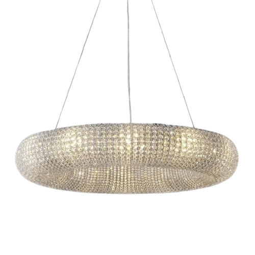 Ethereal Crystal Living Room Chandelier in silver and gold, featuring K9 crystal and metal. A modern and elegant design that enhances any space with stylish sophistication and a warm ambiance. Perfect for living rooms, hotels, and weddings.