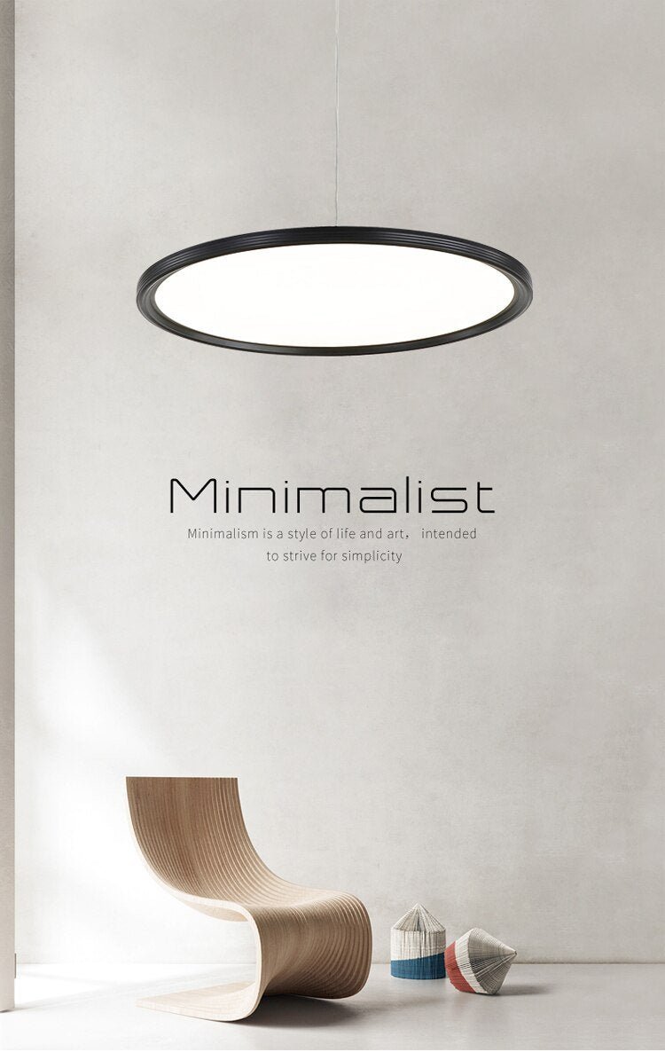 Lights of Scandinavia - Minimalist - Simple yet elegant pendant light.  Minimalistic ultra-thin aluminum body and adjustable cord length of up to 150cm.  Available in 3 sizes: 24W - Diameter 40cm, Height 5cm, 5-8m2 31W - Diameter 50cm, Height 5cm, 8-13m2 37W - Diameter 60cm, Height 5cm, 10-15m2